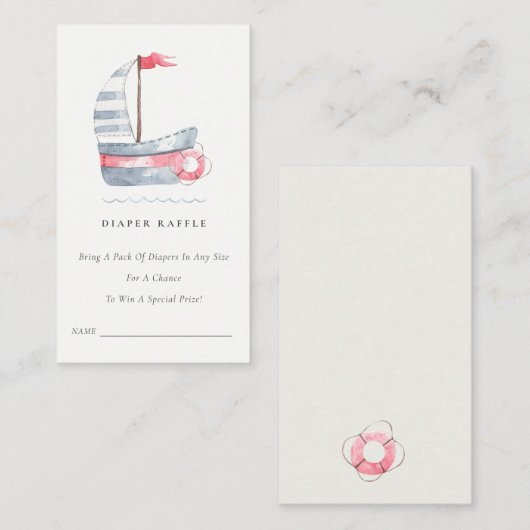 Niedlich Red Blue Sailboat Windelwanne Kinderdusch Begleitkarte (Vorne/Hinten)