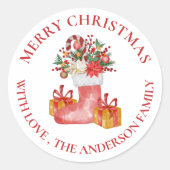 Niedlich Red Blume Berries Geschenkboxen Frohe Wei Runder Aufkleber (Vorderseite)