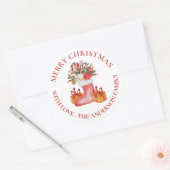 Niedlich Red Blume Berries Geschenkboxen Frohe Wei Runder Aufkleber (Umschlag)