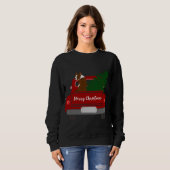 Niedlich Red Boston Terrier - Retro Weihnachten Sweatshirt (Vorne ganz)