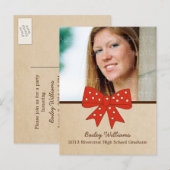 Niedlich Red Bow Abschluss Postkarte (Vorne/Hinten)