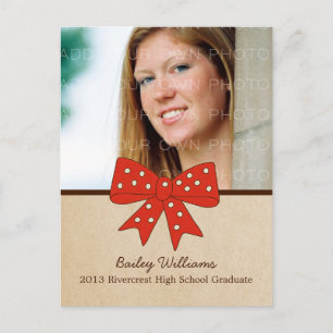 Niedlich Red Bow Abschluss Postkarte