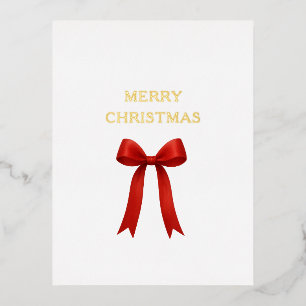Niedlich Red Bow Frohe Weihnachten Folien Feiertagspostkarte