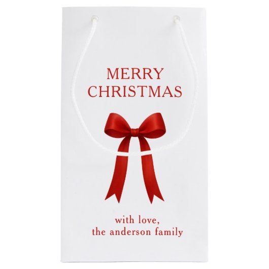 Niedlich Red Bow Frohe Weihnachten Kleine Geschenktüte (Rückseite)