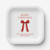 Niedlich Red Bow Frohe Weihnachten Pappteller (Vorderseite)