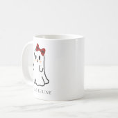 Niedlich Red Bow Halloween Ghost Girly Kaffeetasse (Vorderseite Links)