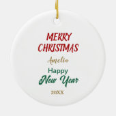 Niedlich Red Bow Holly Wreath Yorkie Dog Keramik Ornament (Hinten)