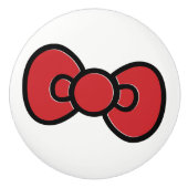 Niedlich Red Bow Whimsical Keramikknauf (Vorderseite)