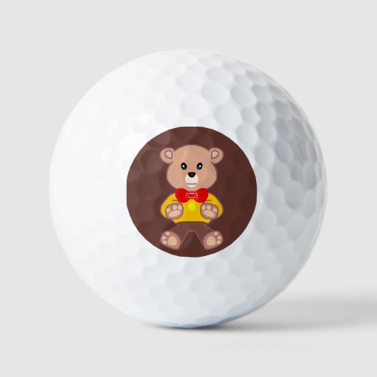 Niedlich Red Bowtie Beige Teddy Bear Brown Golfball (Vorderseite)