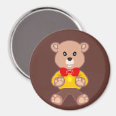 Niedlich Red Bowtie Beige Teddy Bear Brown Magnet (Vorderseite/Rückseite)