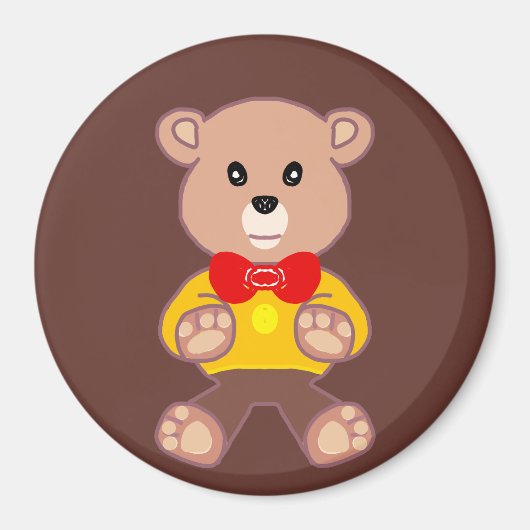 Niedlich Red Bowtie Beige Teddy Bear Brown Magnet (Vorne)
