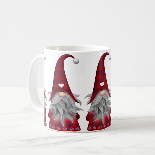 Niedlich Red Buffalo Karierter Weihnachtsgnome Kaffeetasse (Vorderseite Links)
