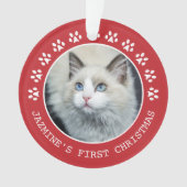 Niedlich Red Cat Paw Prints Foto Weihnachtsrahmen Ornament (Vorderseite)