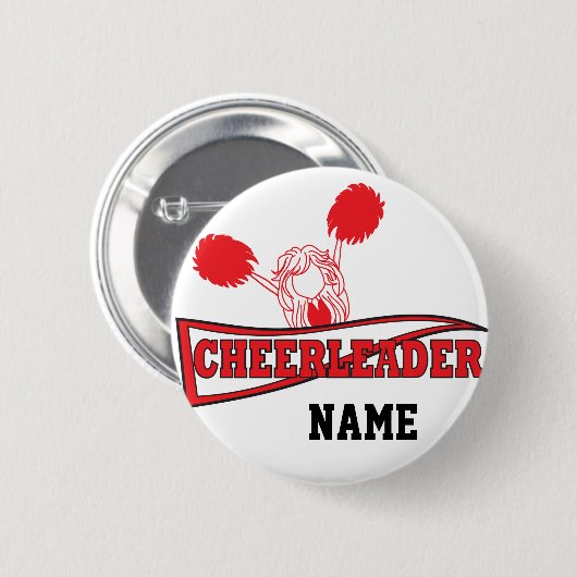 Niedlich Red Cheerleader Girl | DIY Name Button (Vorne & Hinten)