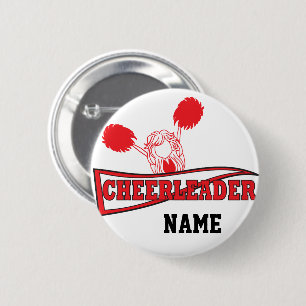 Niedlich Red Cheerleader Girl   DIY Name Button