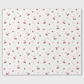 Niedlich Red Cherries Hearts Bows Geschenkpapier (Flach)