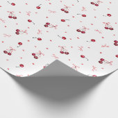 Niedlich Red Cherries Hearts Bows Geschenkpapier (Ecke)