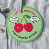 Niedlich Red Cherry Kawaii Twins Birthday Button (Beispiel)