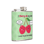 Niedlich Red Cherry Kawaii Twins Birthday Flachmann (Rechts)