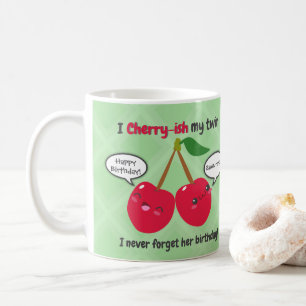 Niedlich Red Cherry Kawaii Twins Birthday Kaffeetasse