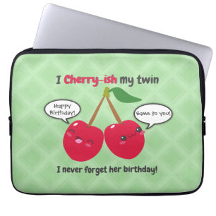 Niedlich Red Cherry Kawaii Twins Birthday Laptopschutzhülle