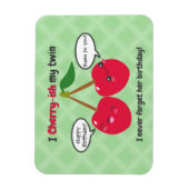 Niedlich Red Cherry Kawaii Twins Birthday Magnet (Vertikal)