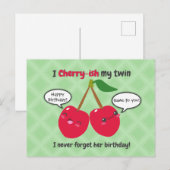 Niedlich Red Cherry Kawaii Twins Birthday Postkarte (Vorne/Hinten)