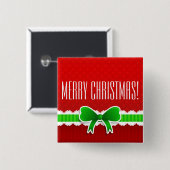Niedlich Red Christmas Design Green Bow Personalis Button (Vorne & Hinten)