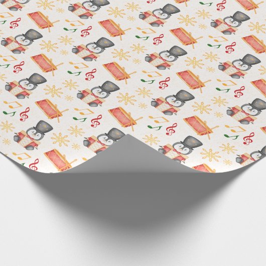 Niedlich Red Christmas Nutcracker Pinguin Geschenkpapier (Ecke)