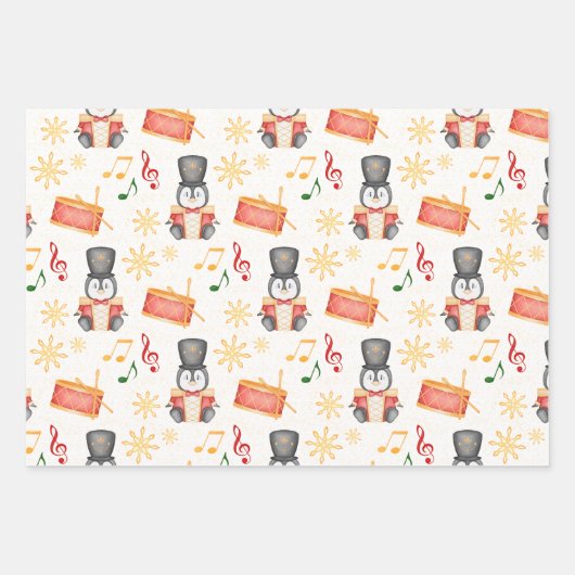 Niedlich Red Christmas Nutcracker Pinguin Geschenkpapier Set (Vorderseite 2)