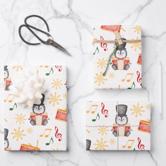 Niedlich Red Christmas Nutcracker Pinguin Geschenkpapier Set (Vorderseite)