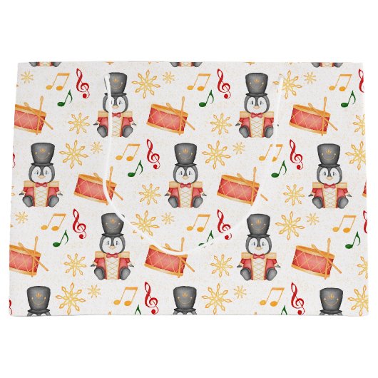 Niedlich Red Christmas Nutcracker Pinguin Große Geschenktüte (Vorderseite)