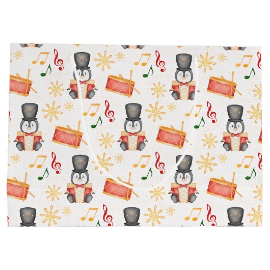 Niedlich Red Christmas Nutcracker Pinguin Große Geschenktüte (Rückseite)