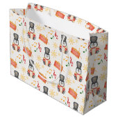 Niedlich Red Christmas Nutcracker Pinguin Große Geschenktüte (Rückseite Schrägansicht)