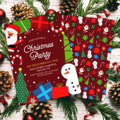 Niedlich Red Christmas Party Santa & Snowman Einladung