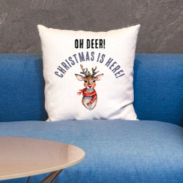 Niedlich Red Christmas Rudolph Reindeer Watercolor Kissen
