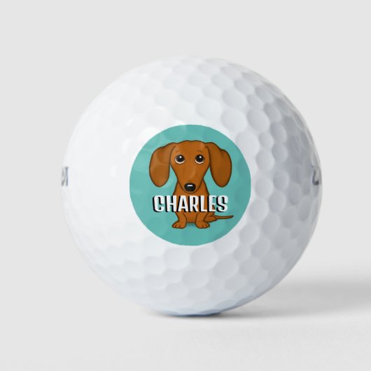 Niedlich Red Dackel Dackel Hund Individuelle Name Golfball (Vorderseite)
