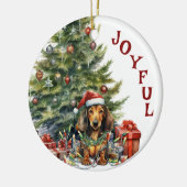 Niedlich Red Dackel Hund in Weihnachtsbeleuchtung  Keramik Ornament (Links)