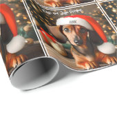 Niedlich Red Dackel Welpe mit Weihnachtsmannmütze Geschenkpapier (Rolleneckpunkt)