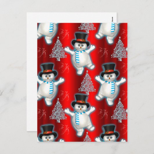 Niedlich Red Dancing Snowmen Weihnachten (Vorne/Hinten)