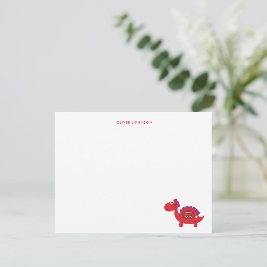 Niedlich Red Dinosaur Kids danke (Stehend Vorderseite)