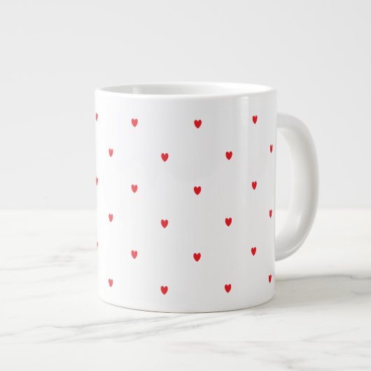 Niedlich Red Doodle Hearts White Classy Elegante T Jumbo-Tasse (Vorderseite Rechts)