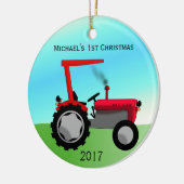 Niedlich Red Farm Tractor Baby's First Christmas Keramik Ornament (Links)