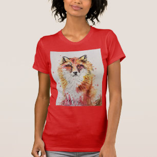 Niedlich Red Fox Animal Watercolor art T Shirt