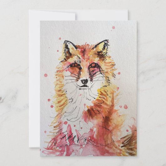 Niedlich Red Fox Art Watercolor Einladung (Vorderseite)