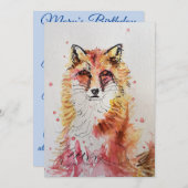 Niedlich Red Fox Art Watercolor Einladung (Vorne/Hinten)