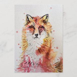 Niedlich Red Fox Art Watercolor Einladung