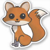 Niedlich Red Fox Kawaii Style Aufkleber (Vorderseite)