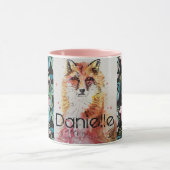 Niedlich Red Fox Wasserfarbe Rosa Girls Damen Tasse (Zentrum)