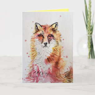 Niedlich Red Fox Watercolor Geburtstagskarte Karte